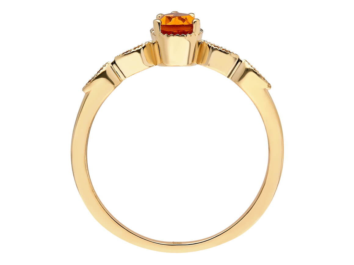 Diamant und Tropfen Schliff Citrin Demeter Ring – handgefertigter Diamantschmuck aus Feingold | Sirius Diamant
