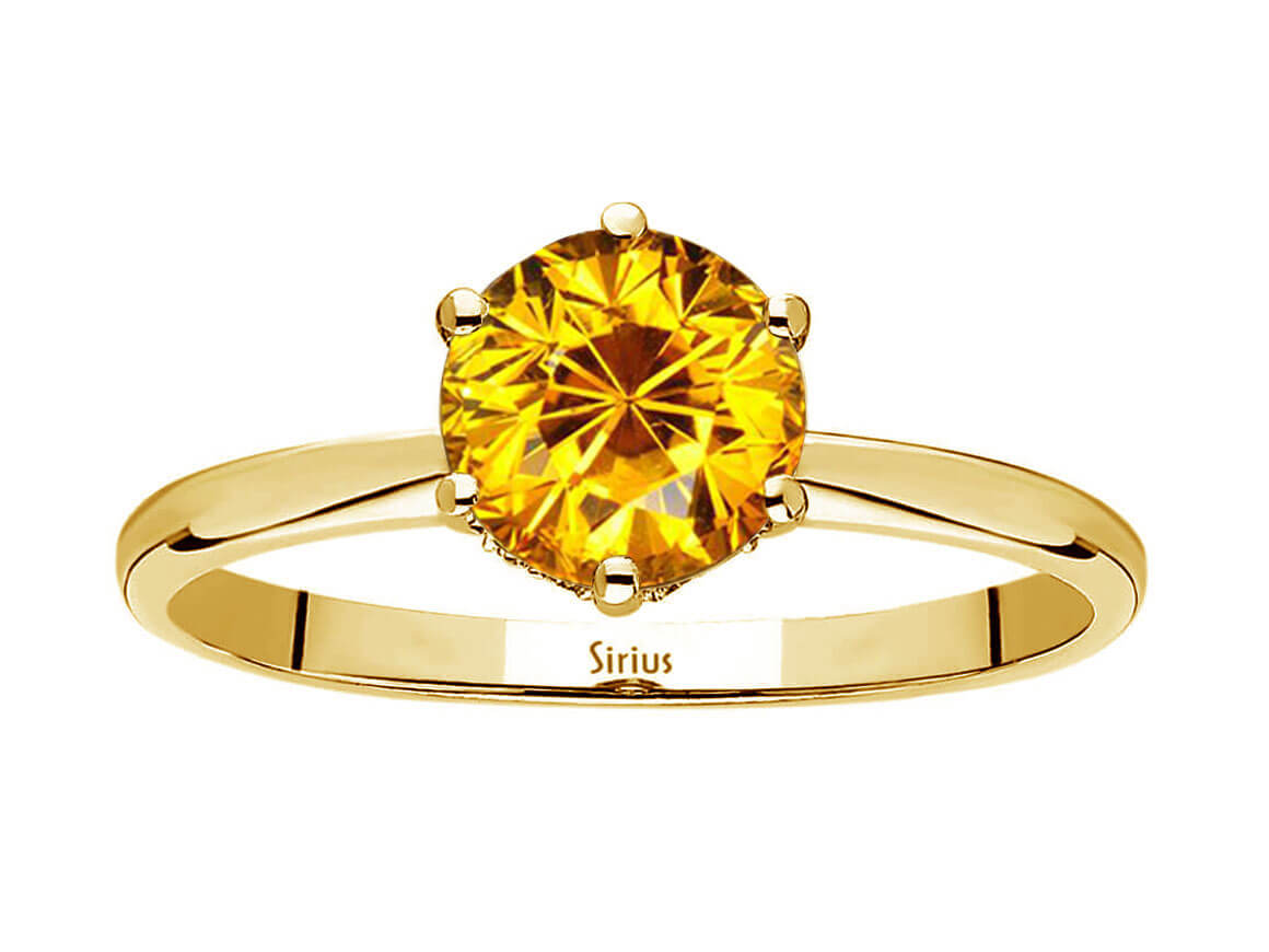 Diamant und Citrin Vintage Ring in 585er 14K Gelbgold - handgefertigter Diamantschmuck aus Feingold | Sirius Diamant