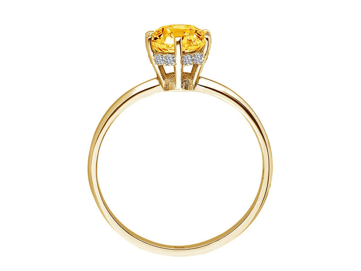 Diamant und Citrin Vintage Ring in 585er 14K Gelbgold - handgefertigter Diamantschmuck aus Feingold | Sirius Diamant
