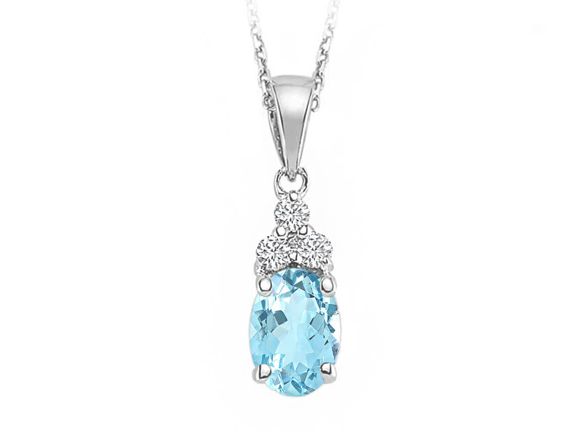 Serenity Halskette mit Diamanten und himmelblauem Topas - handgefertigter Diamantschmuck aus Feingold | Sirius Diamant
