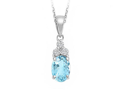 Serenity necklace with diamonds and sky blue topaz