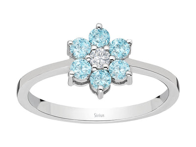 Diamond and Blue Topaz Daisy Ring