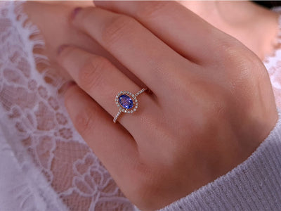 Diamant und AAA Tansanit Ring in 14k Gold