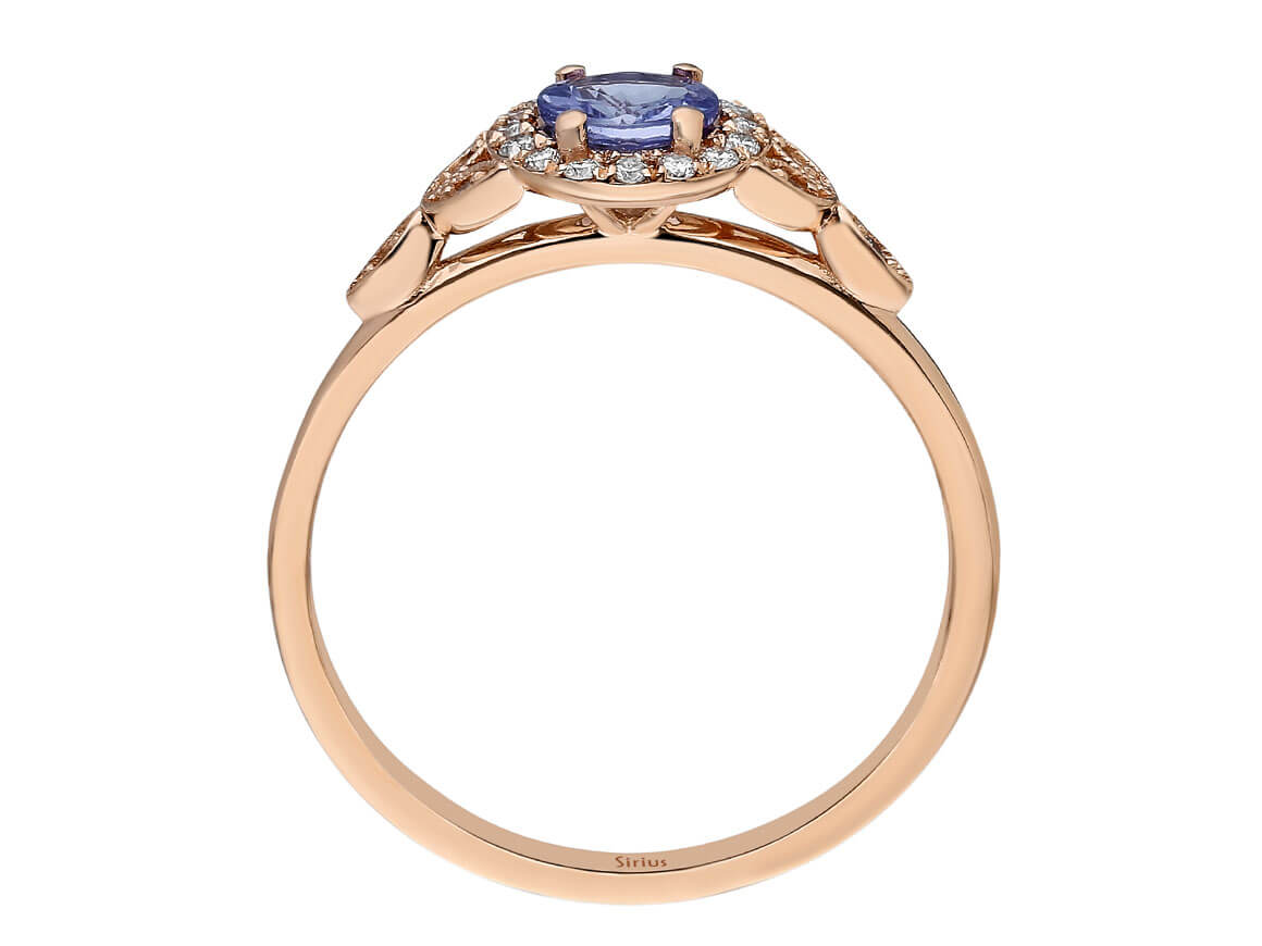 Bague en or rose avec diamants et tanzanite AAA