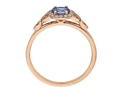 Bague en or rose avec diamants et tanzanite AAA