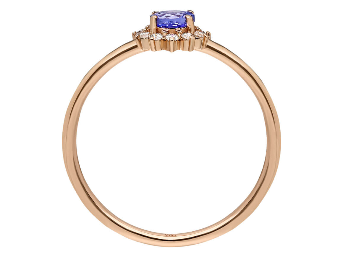 Diamant und AAA Tansanit Chi Ring in 14k Rotgold