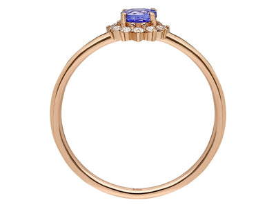 Diamant und AAA Tansanit Chi Ring in 14k Rotgold