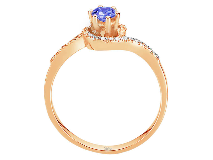 Diamant und AAA Tansanit Elvissa Ring in 14K Rotgold
