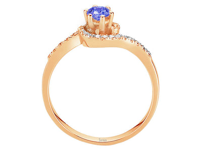 Diamant und AAA Tansanit Elvissa Ring in 14K Rotgold