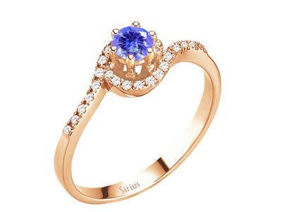 Diamant und AAA Tansanit Elvissa Ring in 14K Rotgold