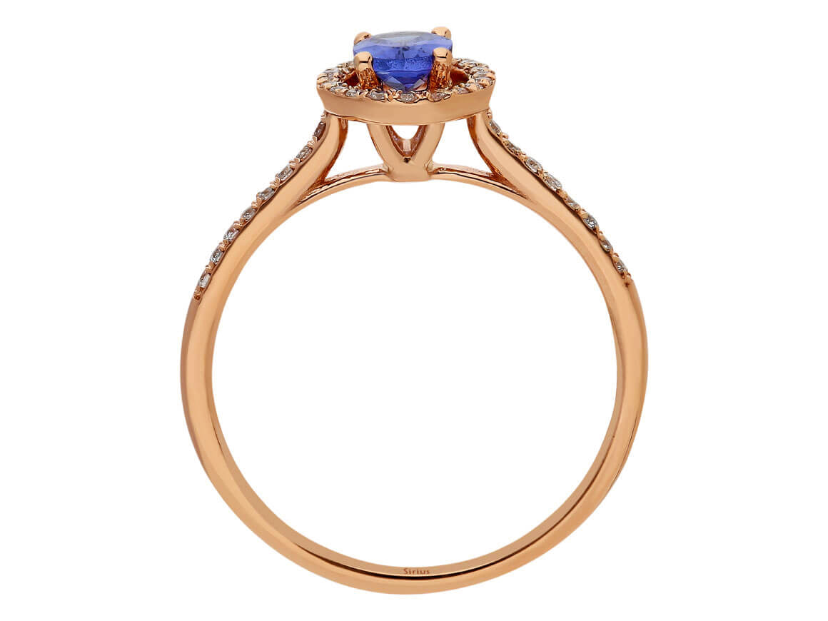 Diamant und AAA Tansanit Ring in 14k Gold