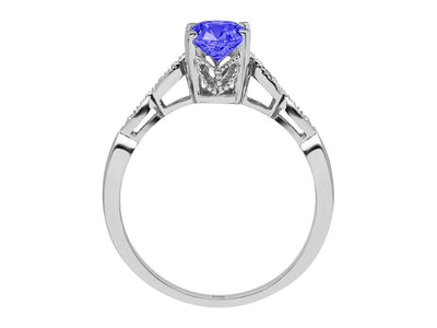 Bague tanzanite AAA avec diamants en or blanc 333 8 carats