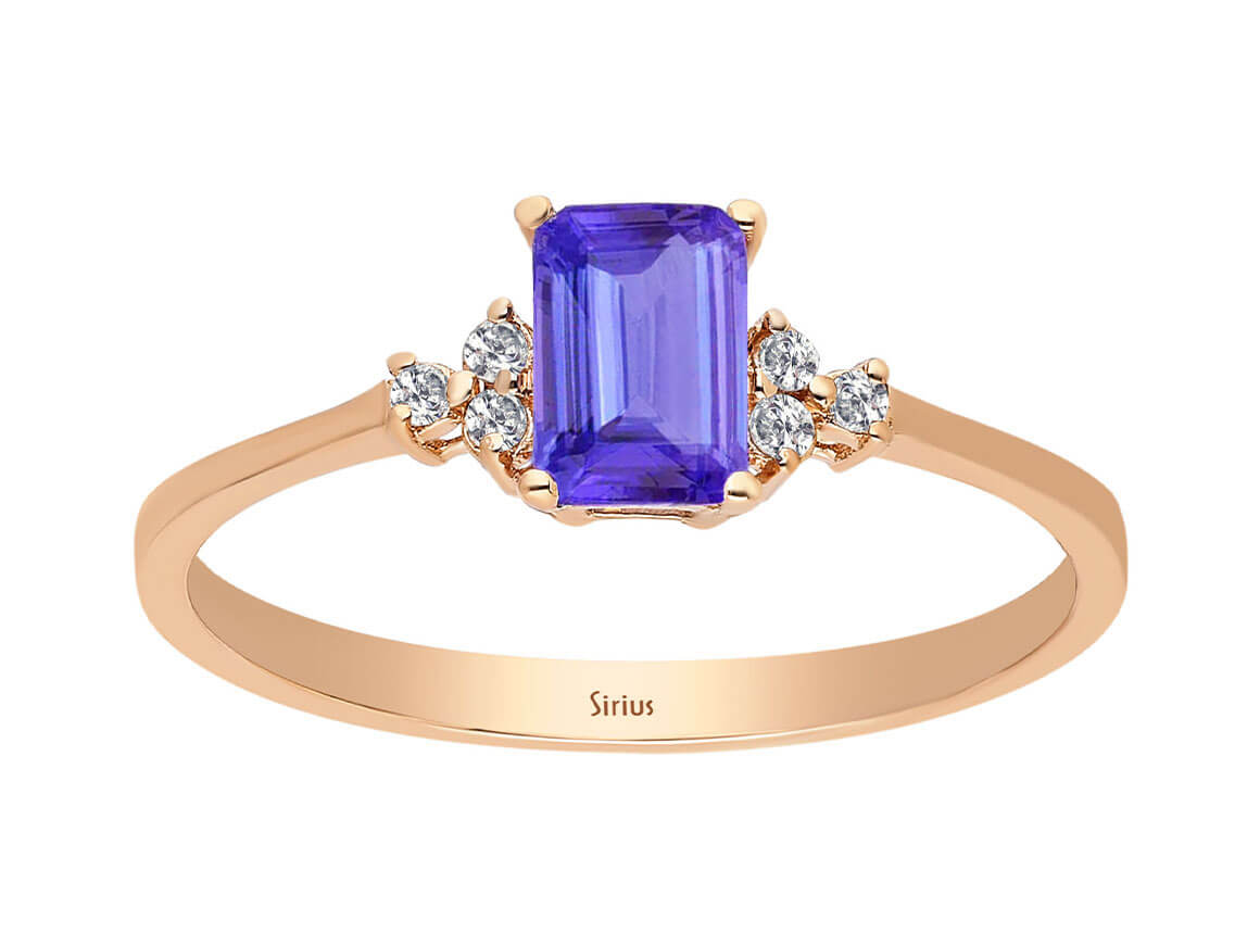 Diamant und Oktagon AAA Tansanit Ring - handgefertigter Diamantschmuck aus Feingold | Sirius Diamant