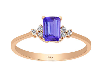 Diamant und Oktagon AAA Tansanit Ring