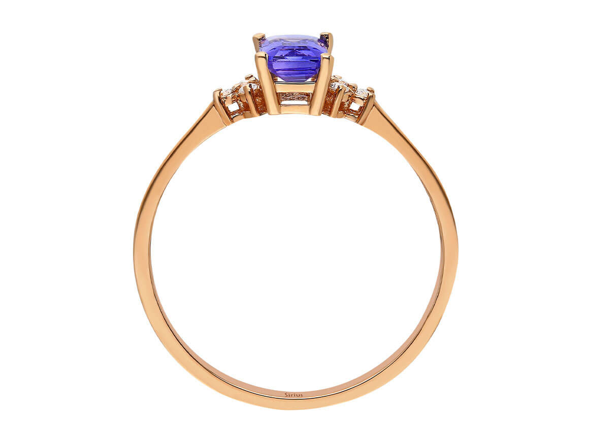 Diamant und Oktagon AAA Tansanit Ring - handgefertigter Diamantschmuck aus Feingold | Sirius Diamant