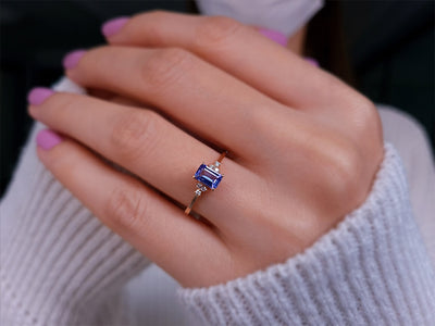 Diamant und Oktagon AAA Tansanit Ring