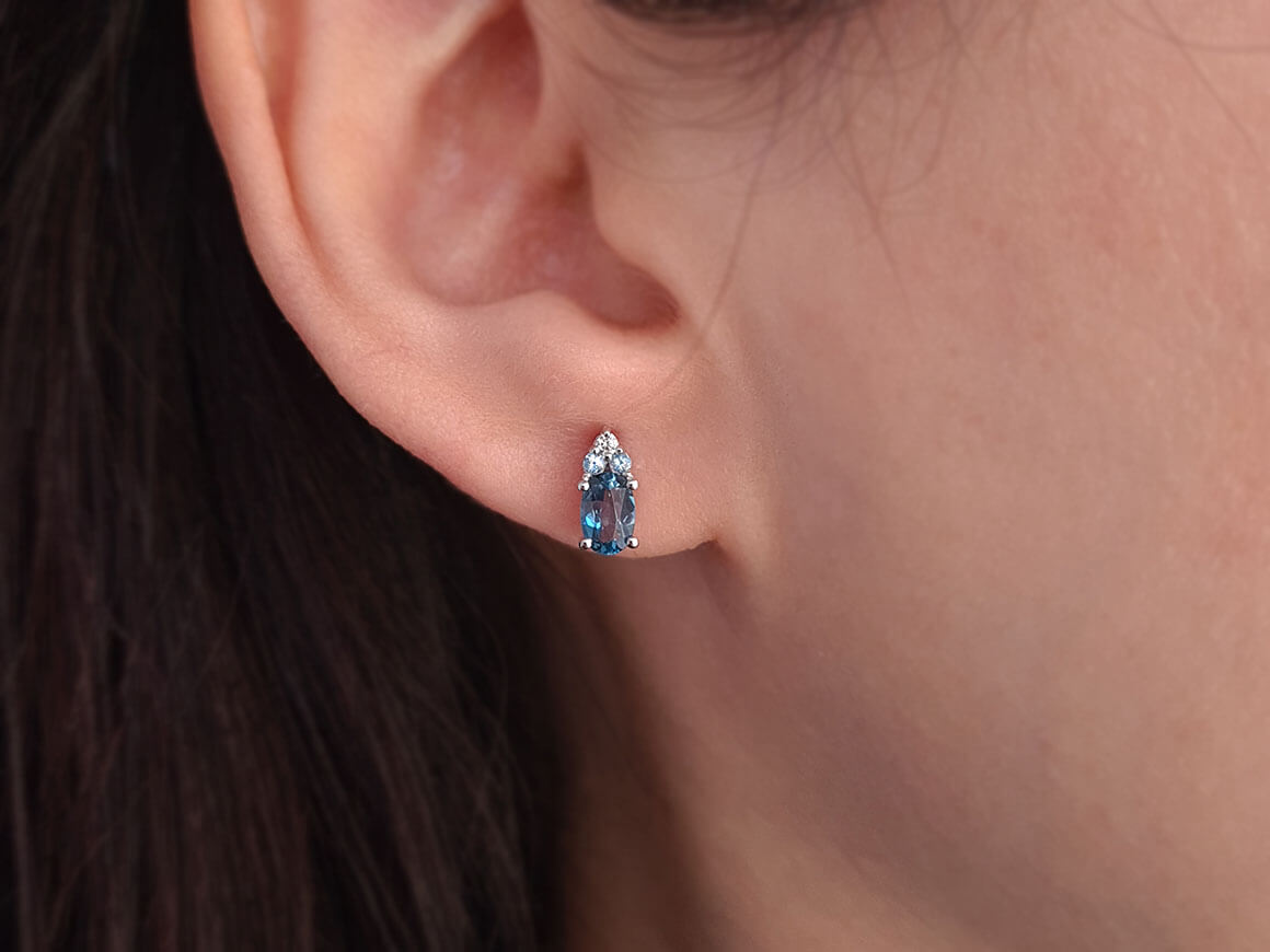 Diamant und Topas Cadenza Ohrringe - handgefertigter Diamantschmuck aus Feingold | Sirius Diamant