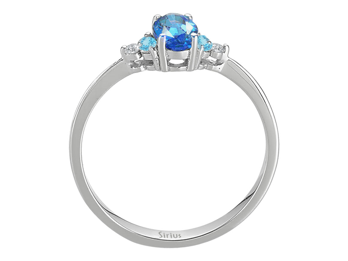 Diamant und Topas Cadenza Ring - handgefertigter Diamantschmuck aus Feingold | Sirius Diamant