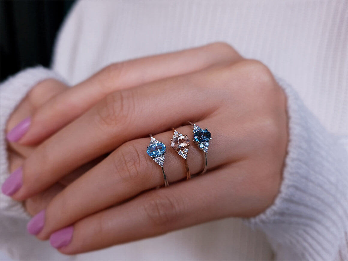 Diamond and Topaz Cadenza Ring