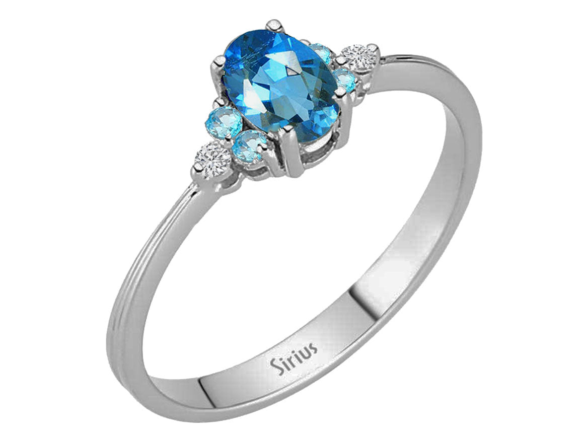 Diamant und Topas Cadenza Ring - handgefertigter Diamantschmuck aus Feingold | Sirius Diamant