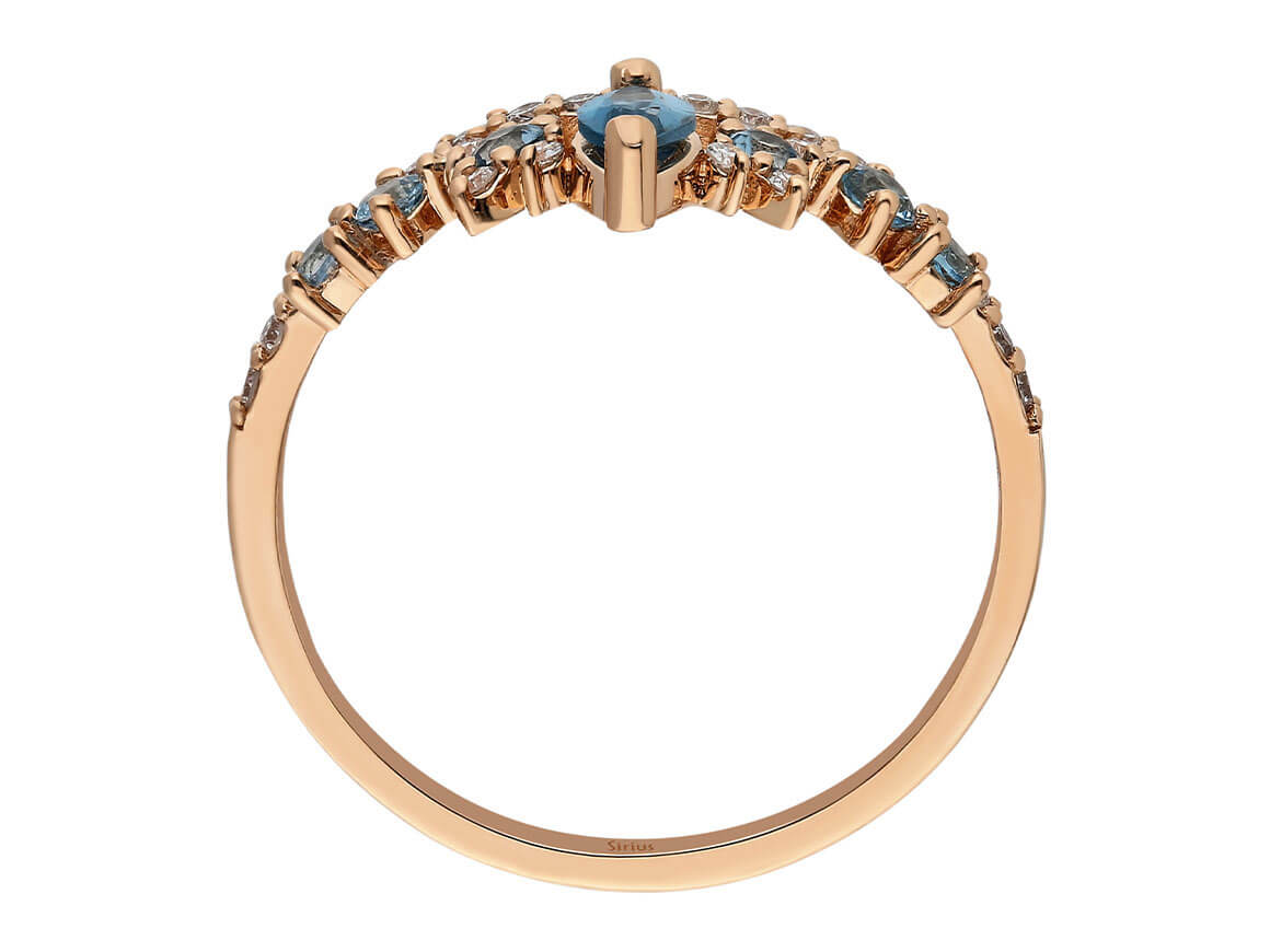 Diamant und Marquise London Blauer Topas Ring - handgefertigter Diamantschmuck aus Feingold | Sirius Diamant