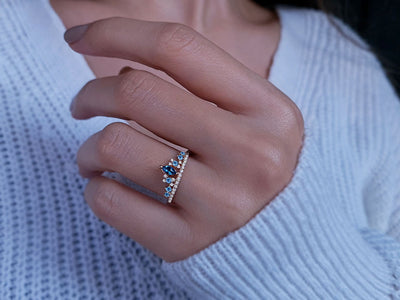 Diamond and Marquise London Blue Topaz Ring