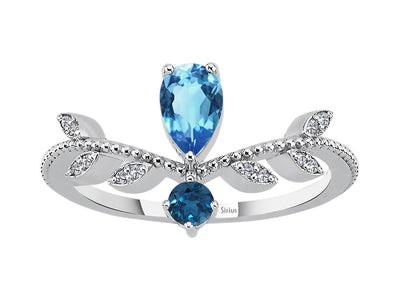 Diamond ring with topaz in white gold