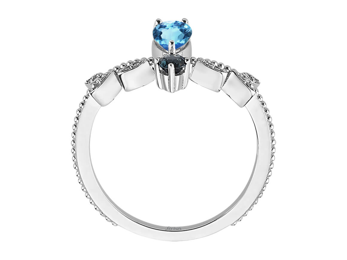 Diamond ring with topaz in white gold
