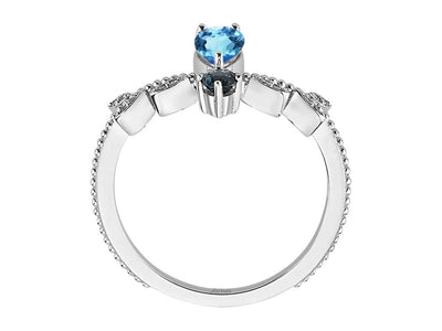 Diamond ring with topaz in white gold