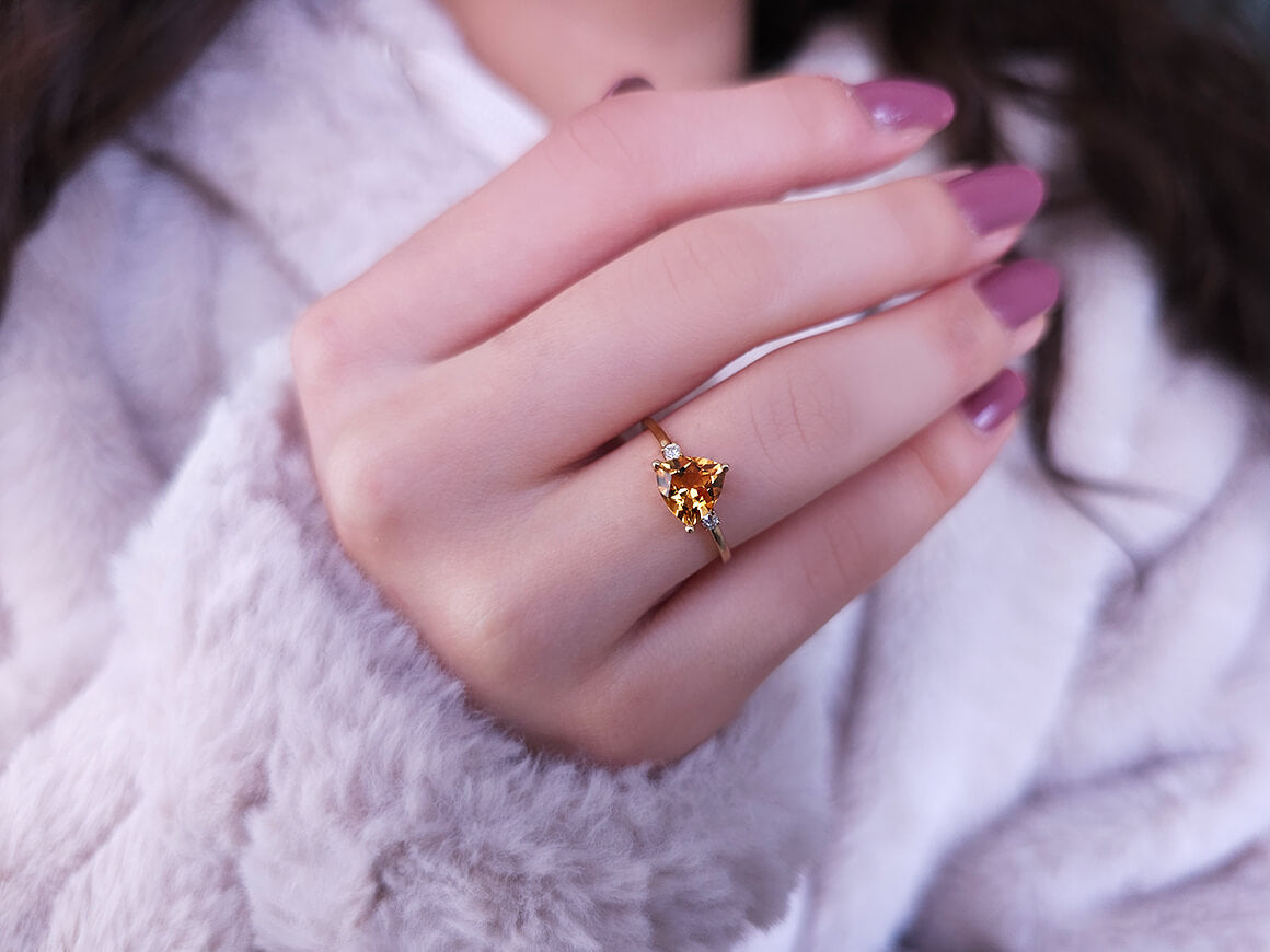 Diamant und Trillant Schliff Citrin Ring