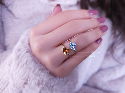 Diamond and trilliant cut citrine ring