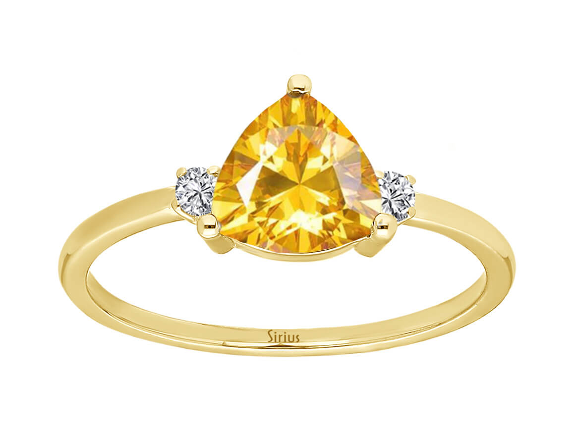 Diamant und Trillant Schliff Citrin Ring - handgefertigter Diamantschmuck aus Feingold | Sirius Diamant