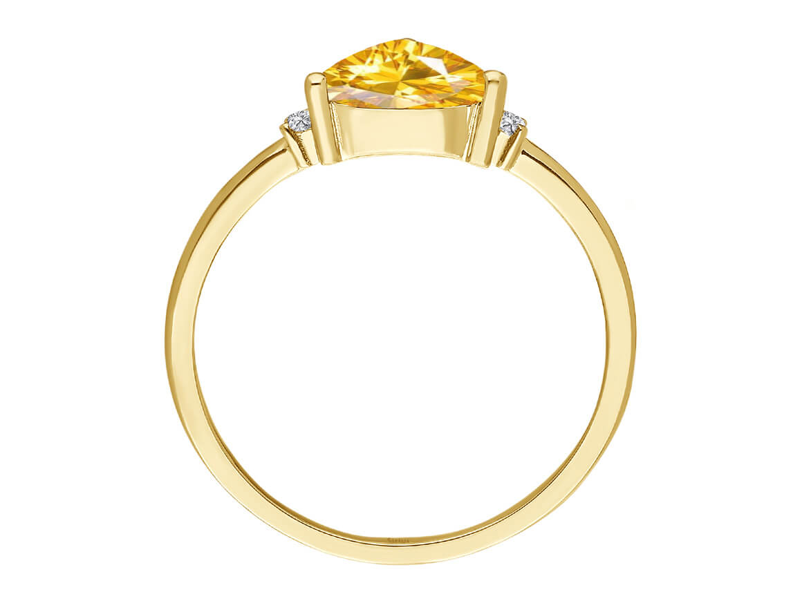 Diamant und Trillant Schliff Citrin Ring - handgefertigter Diamantschmuck aus Feingold | Sirius Diamant