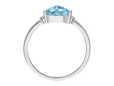 Diamond and Trilliant Cut Blue Topaz Ring