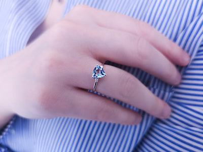 Diamond and Trilliant Cut Blue Topaz Ring