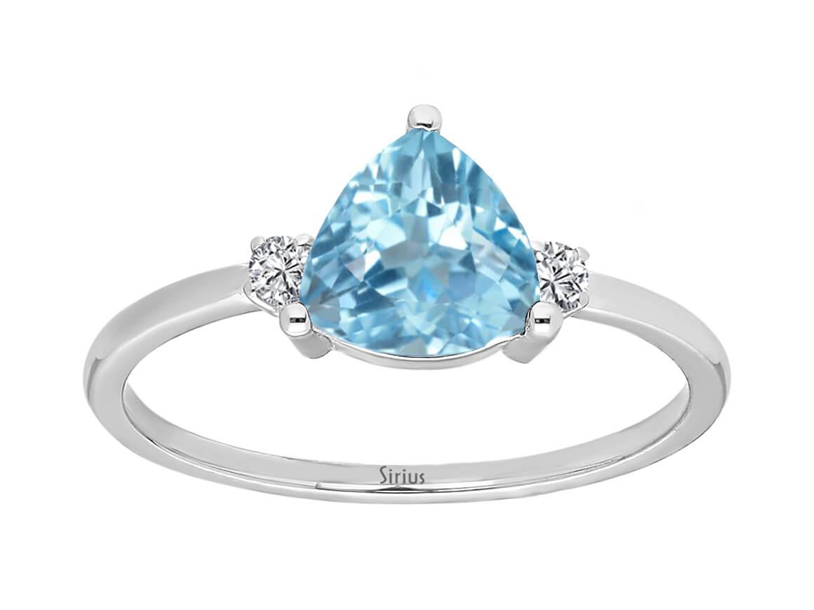Diamant und Trillant Schliff Blauer Topas Ring - handgefertigter Diamantschmuck aus Feingold | Sirius Diamant