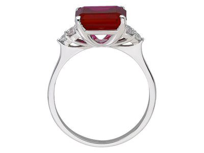 Diamond and octagon cut ruby ring