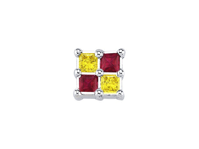 Diamond and ruby yellow-red men's earrings