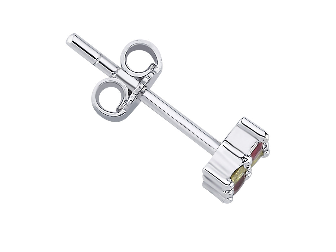 Diamond and ruby yellow-red men's earrings
