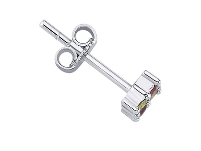 Diamond and ruby yellow-red men's earrings