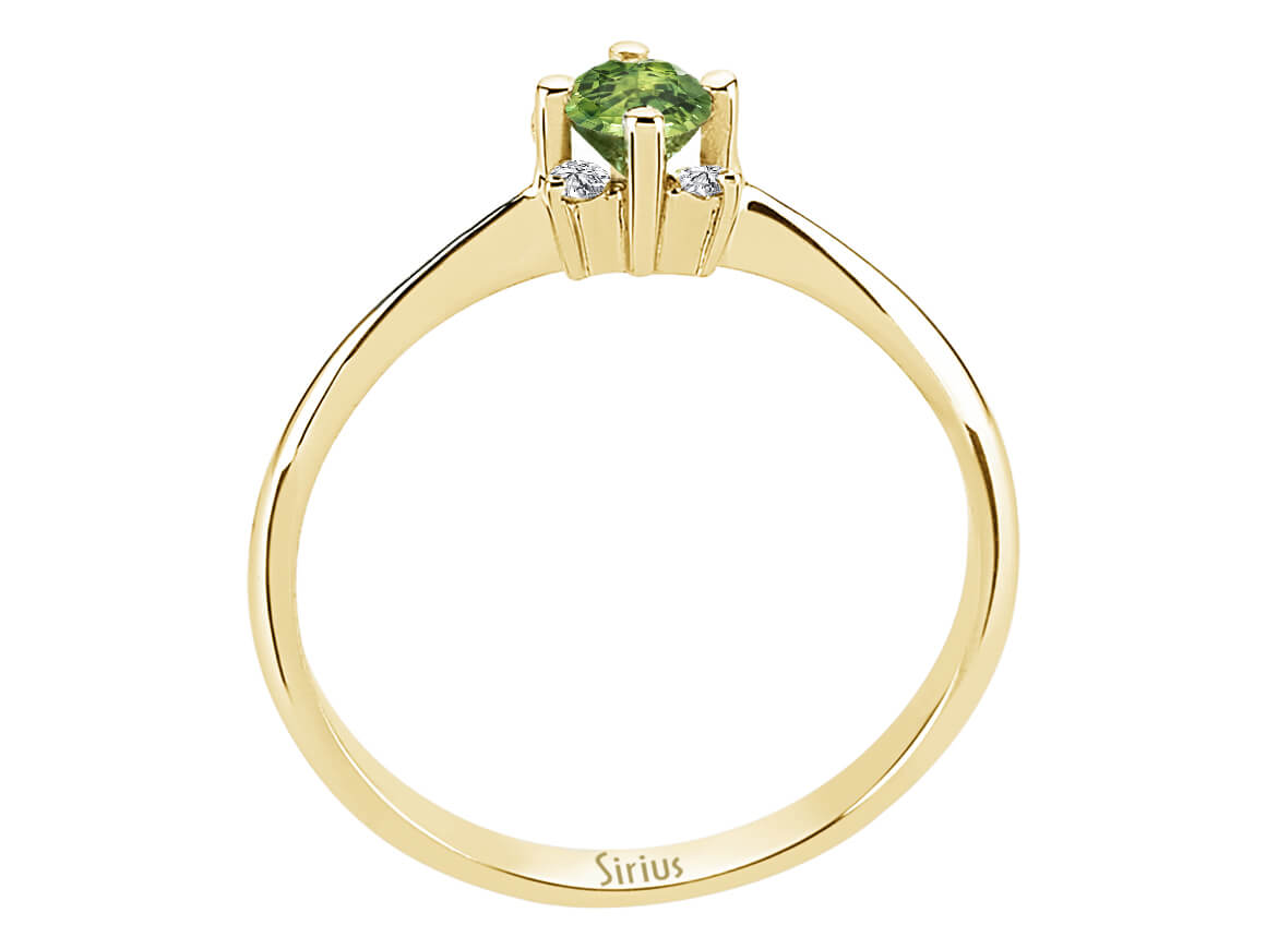 Diamond and Green Sapphire Aurora Gemini Ring