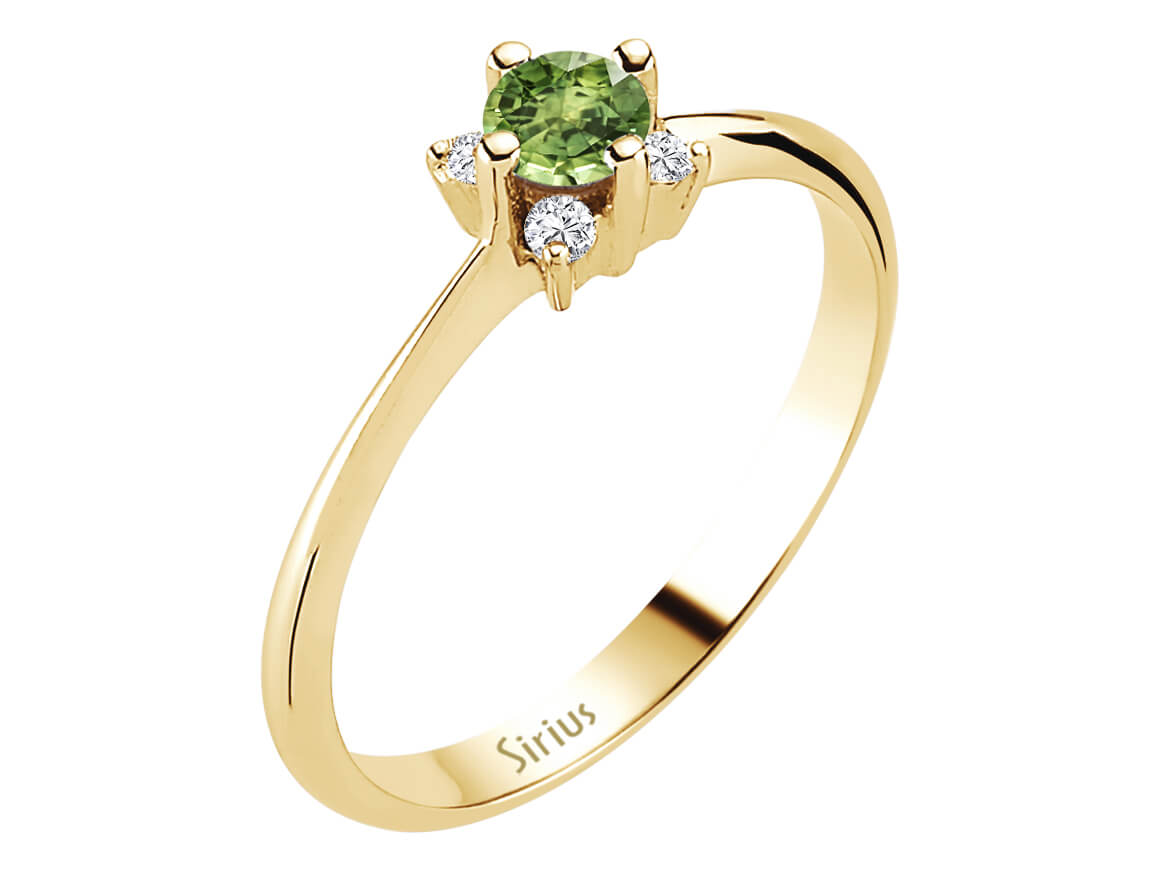 Diamant und Grün Saphir Aurora Gemini Ring - handgefertigter Diamantschmuck aus Feingold | Sirius Diamant