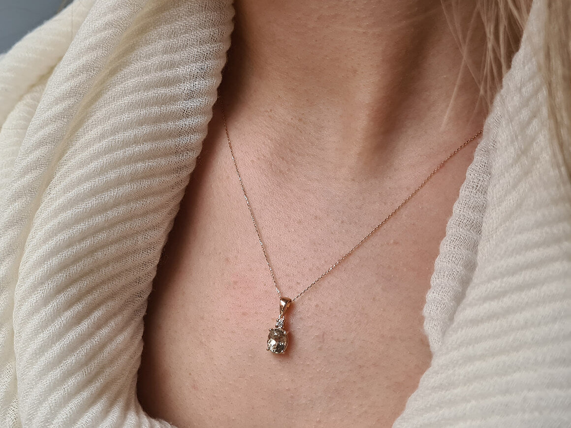 Collier Harmony en or rouge 14 carats avec diamants et zultanite