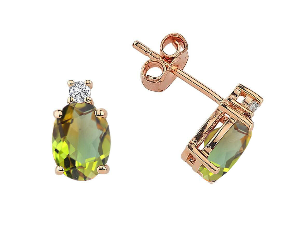 Diamant und Oval Zultanit Harmonie Ohrringe in 585 er 14 Karat Rotgold - handgefertigter Diamantschmuck aus Feingold | Sirius Diamant