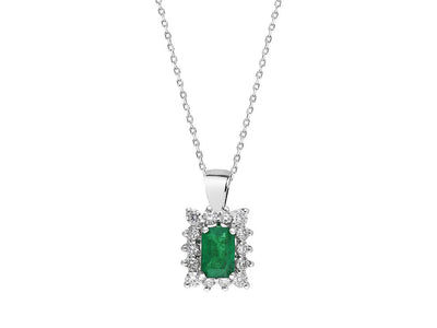 Diamond and octagon emerald necklace