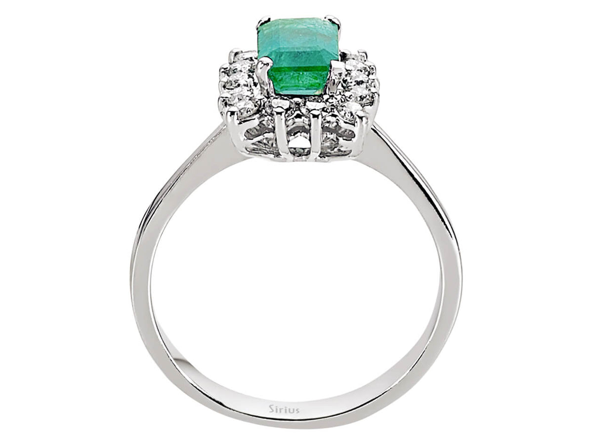 Diamant und Oktagon Smaragd Ring - handgefertigter Diamantschmuck aus Feingold | Sirius Diamant