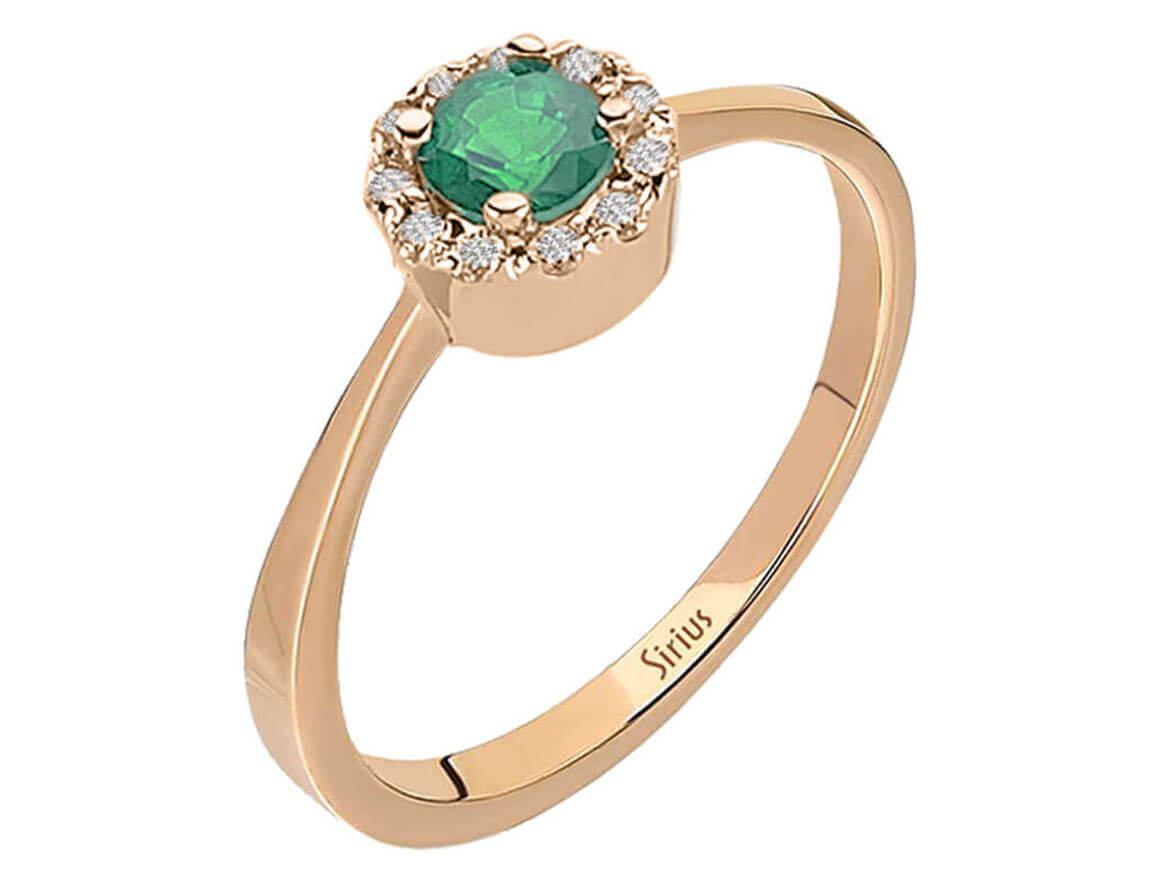 Diamant und Smaragd Vintage Ring - handgefertigter Diamantschmuck aus Feingold | Sirius Diamant