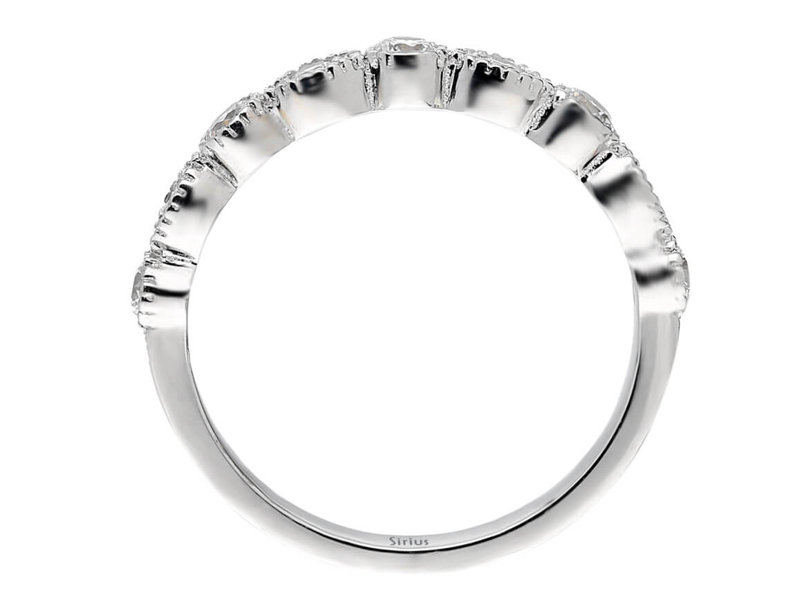 Diamant Vintage halbrundum Allianz - handgefertigter Diamantschmuck aus Feingold | Sirius Diamant