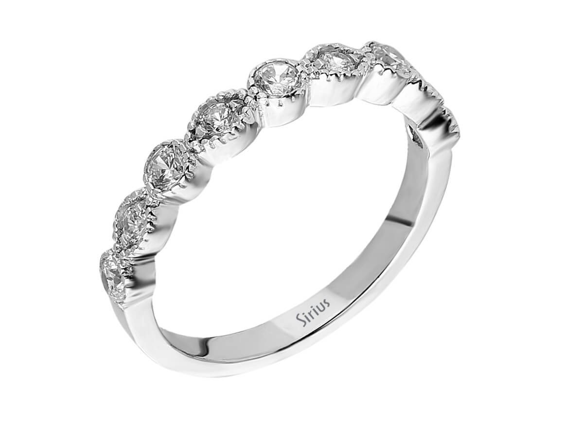 Diamant Vintage halbrundum Allianz - handgefertigter Diamantschmuck aus Feingold | Sirius Diamant