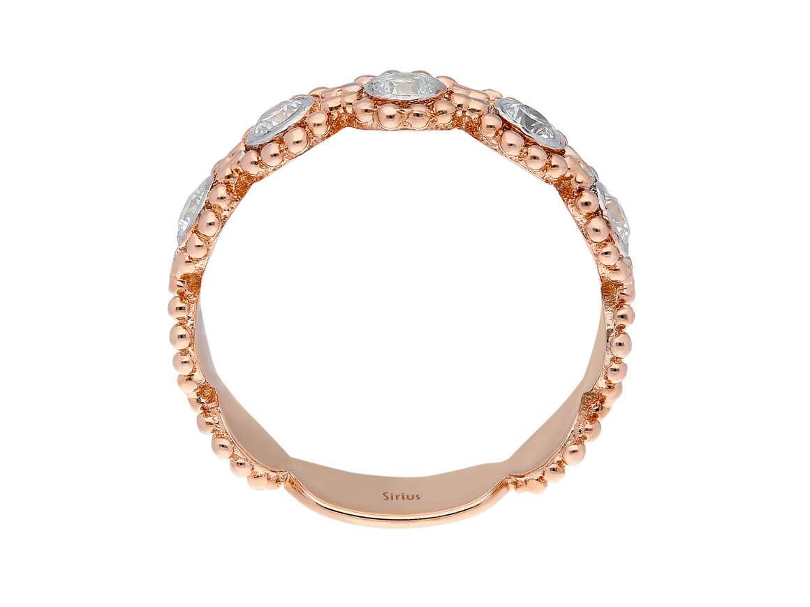 0,35 Carat 5 Diamanten Vintage Allianz - handgefertigter Diamantschmuck aus Feingold | Sirius Diamant